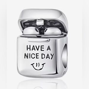 Silver Airbuds Charm 'Have a Nice Day' For Pandora Charm Braclets